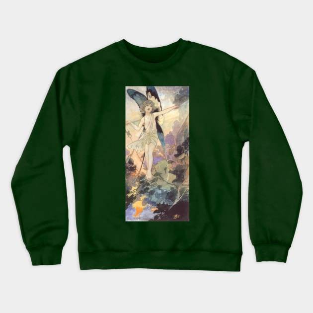 Vintage Victorian Butterfly Fairy by Charles Robinson Crewneck Sweatshirt by MasterpieceCafe